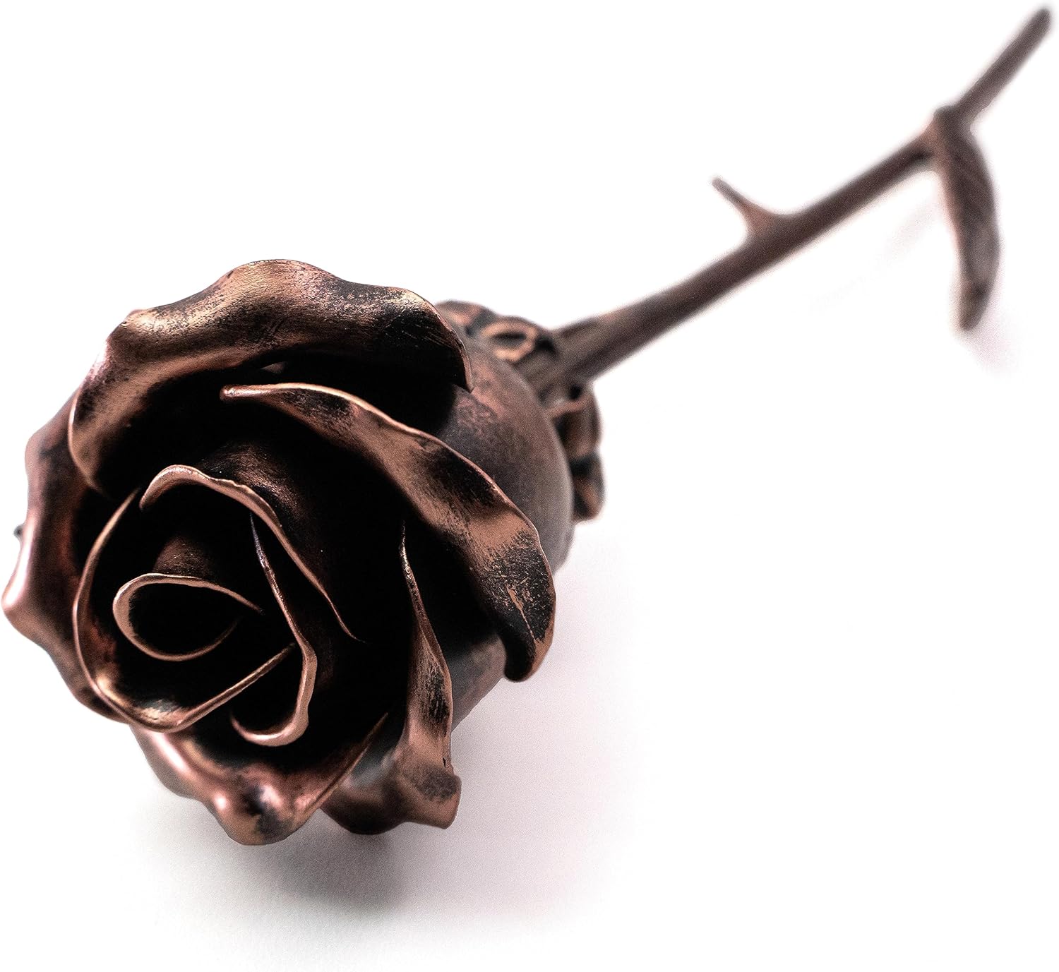 Mixed Media - Handcrafted Metal Rose (Copper Stained) - Romantic Anniversary Flower