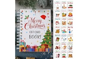 Marspark Christmas Gift Card Book 7 x 5'' DIY Merry Christmas Gift Card Book Spiral Bound Booklet to Hold for Album Envelopes Student Friends Colleague Page Organizer
