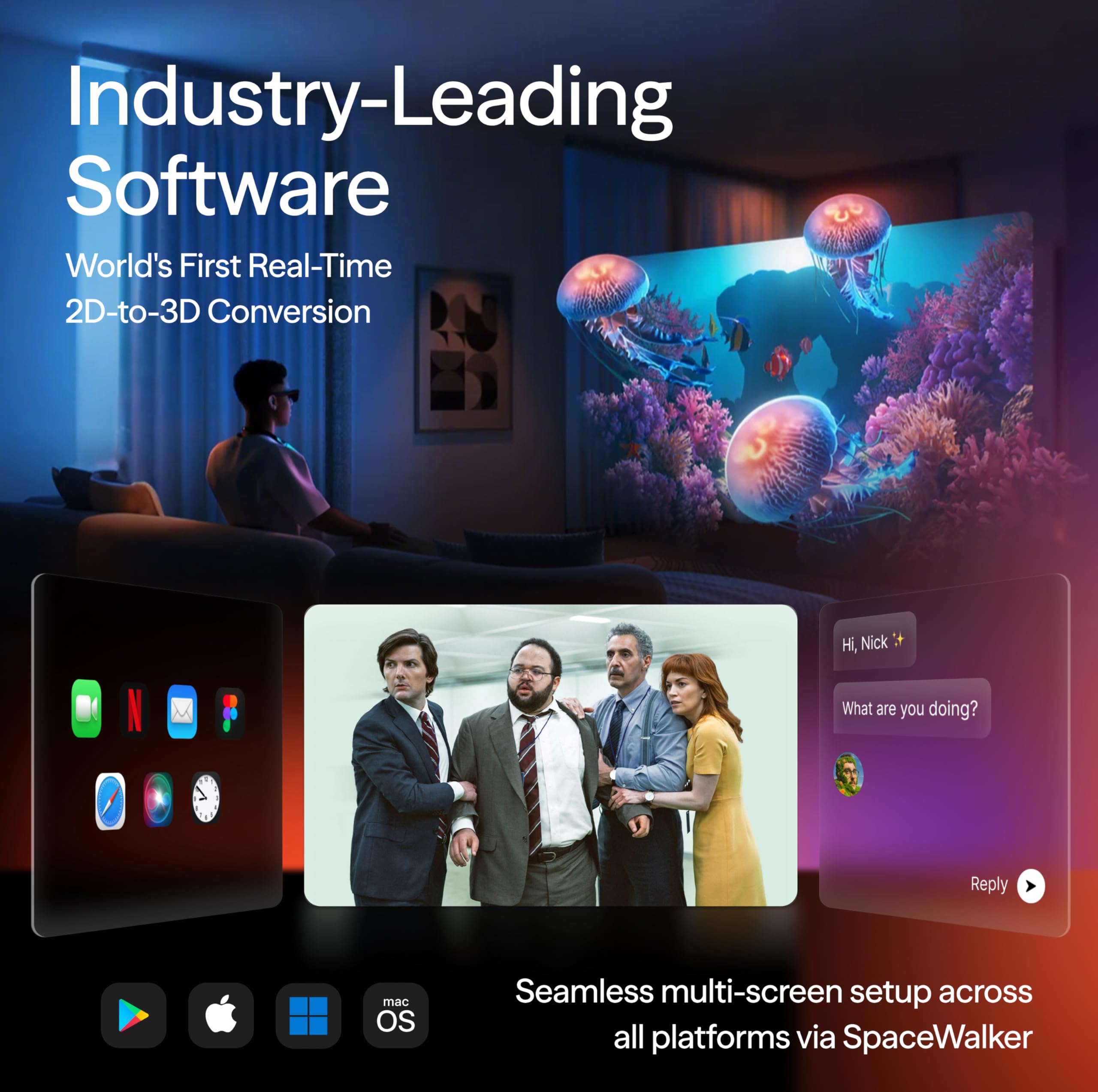 VITURE Luma Pro XR Glasses — 152” 1200p Ultra Sharp Display, 1000 Nits, 52° FOV, Dimming Adjustments, AR Glass for iPhone 17/16/15, Android, Mac, PC, Steam Deck, First-Ever XR Experience for Switch 2