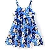 PATPAT Girls Summer Hawaiian Dress Toddler Sling Floral Casual Sleeveless Kids Sundress