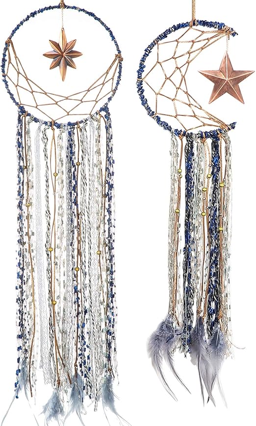 Amazon Com Blulu 2 Pieces Dream Catcher Moon Star Dream Catcher