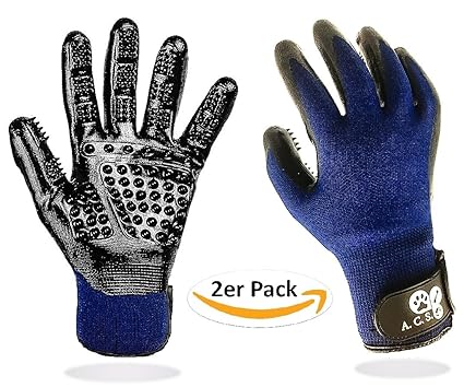ANIMAL CARE SOLUTION Fellpflegehandschuh Hunde Bürste Katzenbürste Tierhaarentferner Fellbürste Grooming Massagehandschuh