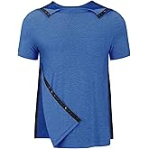 Tfovorlein Men's Post Shoulder Surgery Recovery Shirts Tear Away Short Sleeve Full Open Side Snap Dialysis Chemo Clothing