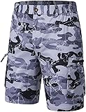 QPNGRP Men's 9" Inseam Stretch Waist Zipper Cargo