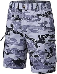QPNGRP Men's 9" Inseam Stretch Waist Zipper Cargo