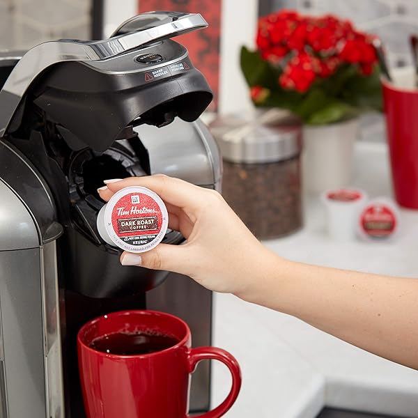 TIM HORTONS DARK ROAST COFFEE, SINGLE-SERVE K-CUP PODS COMPATIBLE WITH KEURIG BREWERS, 24CT K-CUPS