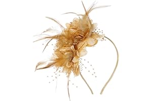 PISTHA Womens Fascinators Hats Tea Party Hats for Women, Feather Pearl Veil Headband for Wedding Cocktail Dresses Accessories