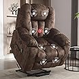 CANMOV Power Lift Recliner Chair with Massage and Heat for Elderly, Overstuffed Wide Recliners, Heavy Duty and Safety Motion Reclining Mechanism with USB Ports, 2 Concealed Cup Holders, Chocolate