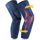 yeloumiss Leg Compression Sleeve 1 Pair Long Knee Braces for Women and Men Knee Support with Non Slip Silicone for Sports Running