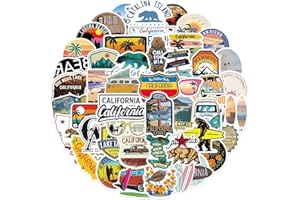 California Stickers - 50-Piece California Sticker Pack - Cool Yosemite, Los Angeles Decals - Water-Resistant, UV-Resistant - Travel Stickers for Helmet, Waterbottle, Ski, Luggage – GlibertVillageGoods