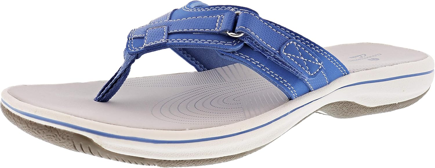 clarks flip flops blue