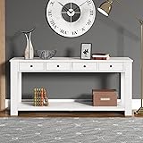 Hlcodca 63" Pine Wood Console Table with 4 Drawers