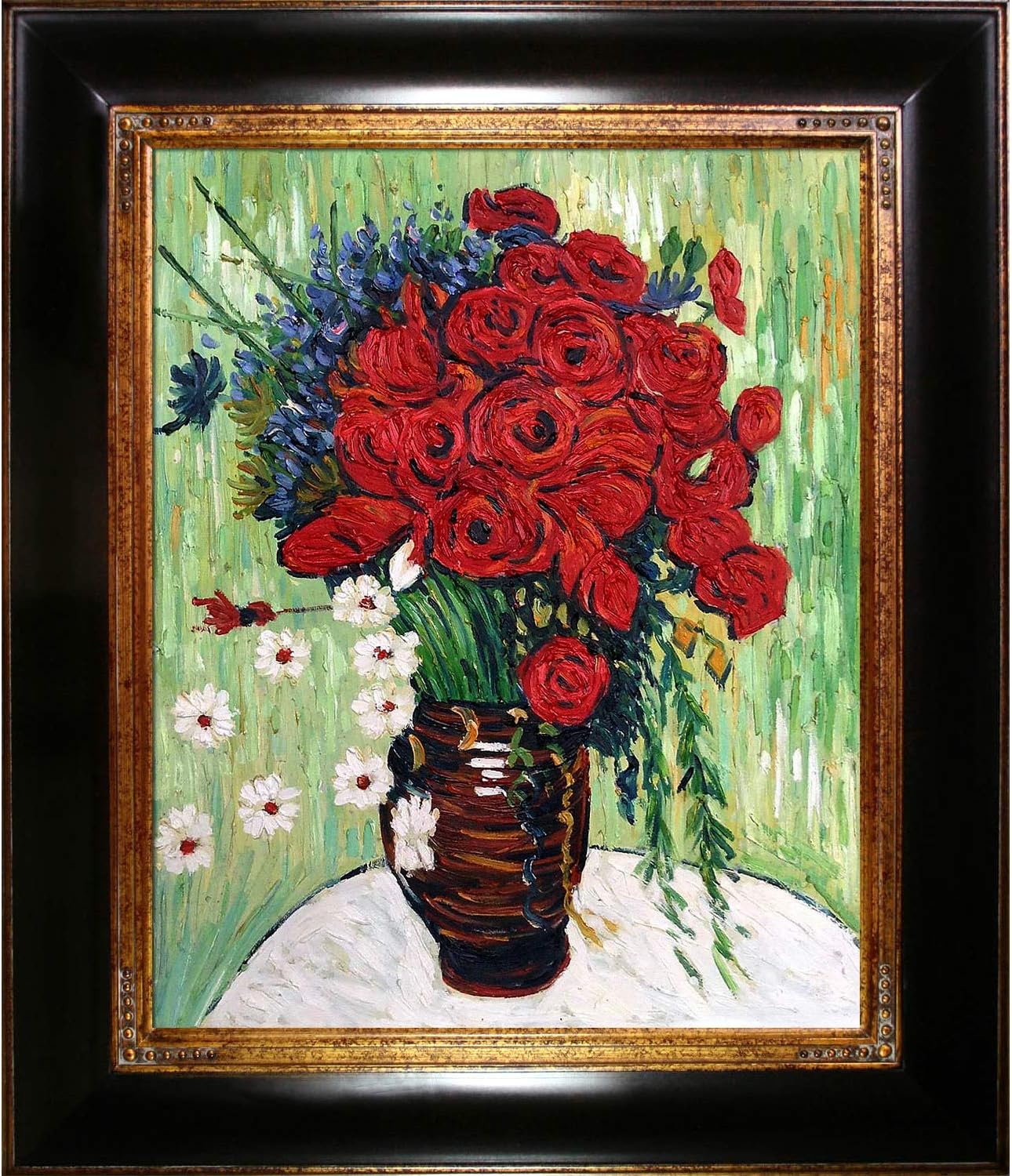 Paintings - overstockArt Vase with Daisies and Poppies Oil Painting by Van Gogh