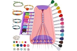 MAYNACS Arts and Crafts for Kids Ages 8-12,Friendship Bracelet Making Kit for Girl,Kids Jewelry Making Kit with 28 Pre-Cut Threads,Christmas Birthday Gifts for Ages 6 7 8 9 10 11 12 Year Old Pink/Purple