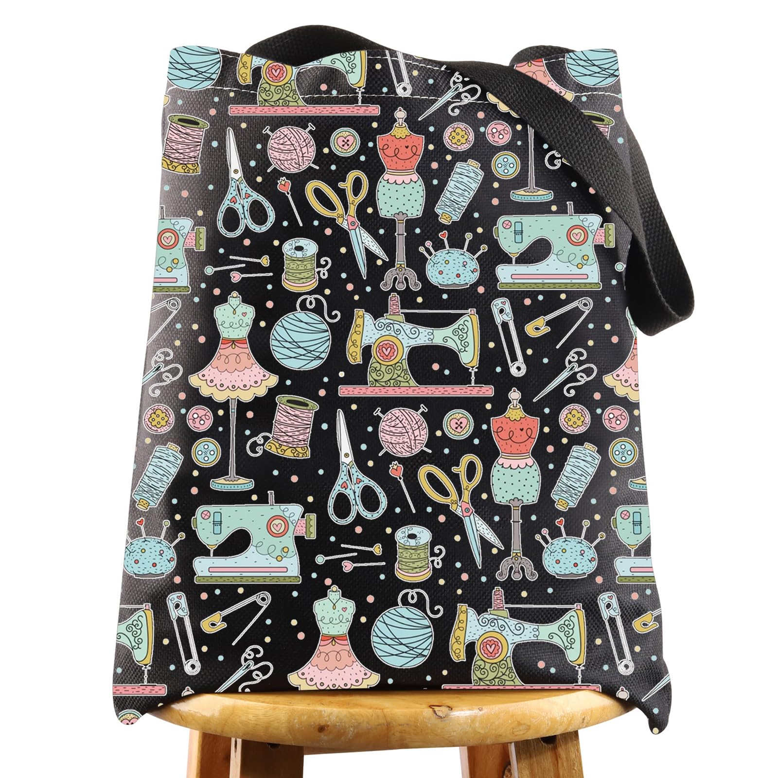WZMPA Funny Cosmetic Makeup Bag - Sewing Machine Gift with Canvas Zipper Pouch - Quilters Gift (BL TG) — image 1