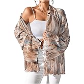 SOLY HUX Women's Tie Dye Shirt Button Down Bell Long Sleeve Collared Casual Blouse Tops