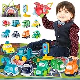 lerrbo 7 Vehicles with Cranes Toy Set for Toddlers Blue Traffic Light 1st view 8