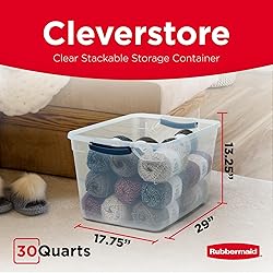 Rubbermaid Cleverstore Clear 32 Qt, 6 Pack