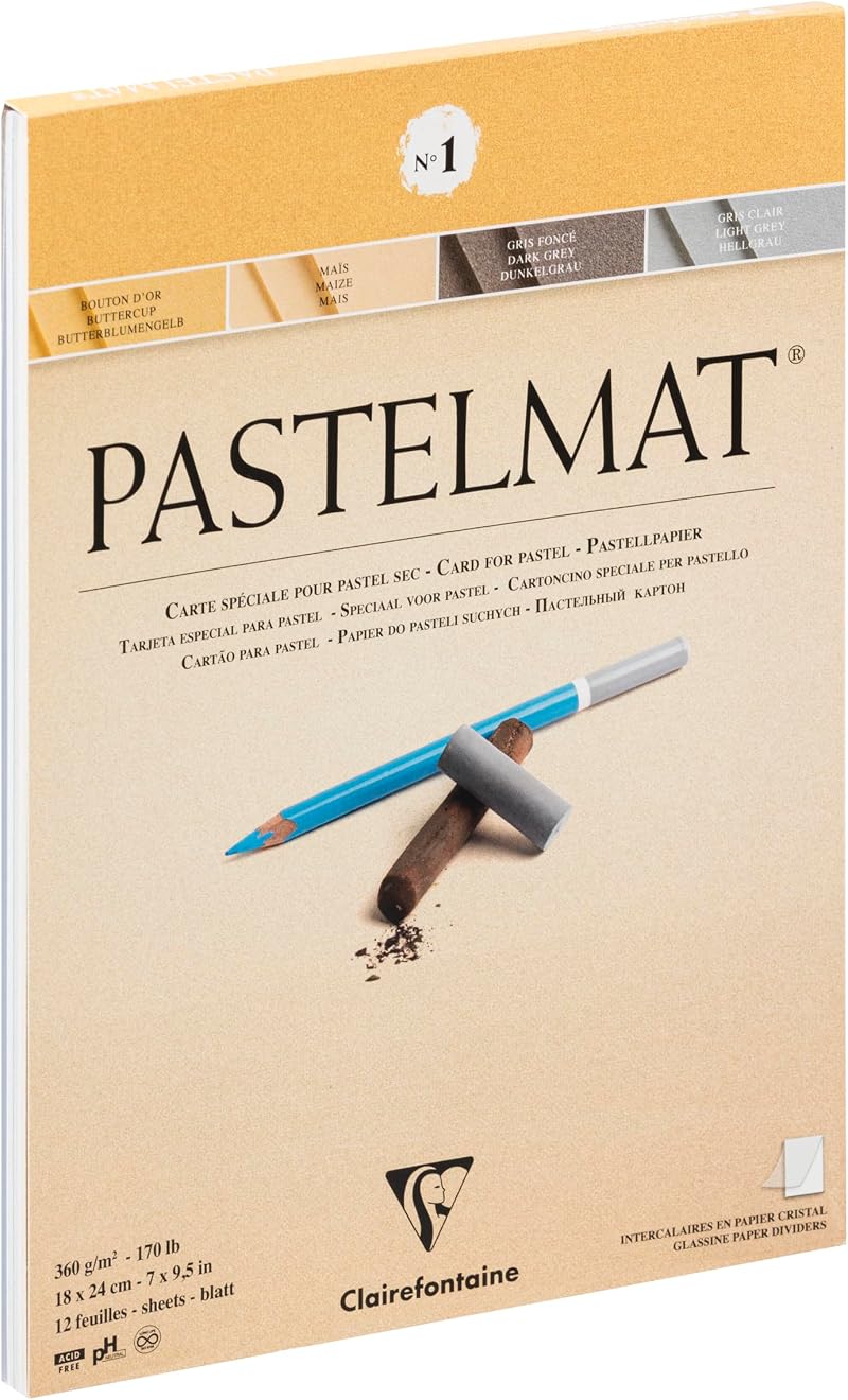 Clairefontaine Pastelmat Pad No.1 12 Sheets 360gsm 18x24cm Assorted