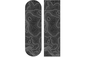 APORTT Topographic Map Black Grip Tape With White Lines Contour Geographic Skateboard 33x9 Inch Non-Slip Sandpaper for Longboard Roller Board Stair Treads
