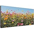 KZKU Flower Wall Art Canvas Prints Yellow and Pink Daisy Wildflower Flower Pictures Wall Decor Large Size Canvas Art for Living Room Dining Room Bedroom Office 20" x 40"