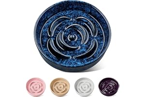 vancasso Slow Feeder Dog Bowl, 0.6 Cups Ceramic Dog Food Dish for Fast Eaters Small Breed, Puzzle Bowl for Small Dogs and Cats, Blue