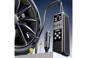 GUWEZ Tire Inflator Portable Air Compressor Pump for Car Tires, 2X Fast Smart Tire Air Pump, 120PSI Auto Tire Inflator with LCD Display with Emergency Light