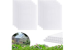 Quibbay 8 Pack 8' X 6' X 0.16'' Polycarbonate Greenhouse Panels, Waterproof UV Protected Clear Polycarbonate Sheets Twin-Wall Roof Panels, Corrugated Plastic Roofing Panels for Greenhouse Replacement
