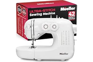MUELLER HOME Mueller Machine For Sewing,110 Stitch Applications, Foot Pedal, LED Light, Buttonhole, Button & Zipper Sewing, User friendly, Thread Cutter and Removable Accessories Storage, White