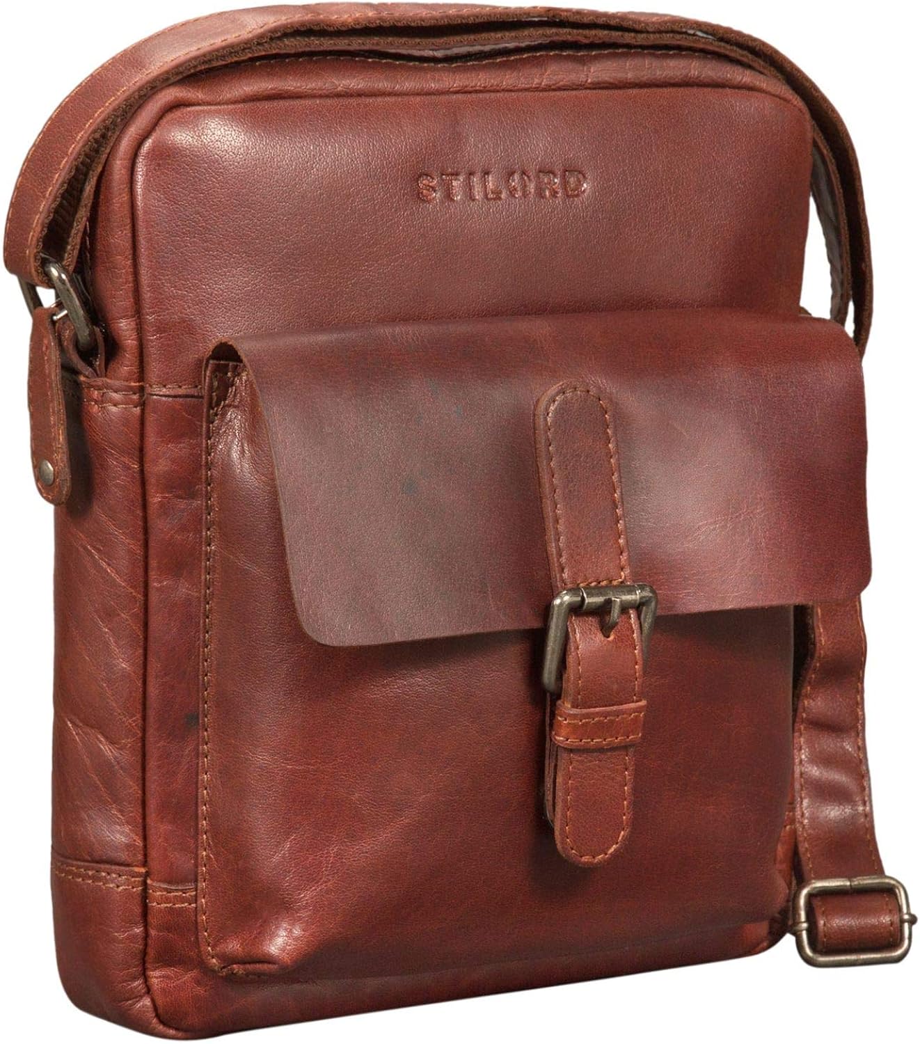 STILORD "Luan" Small Shoulder Bag Leather Vintage for Women and Men Messenger Bag with Tablet Compartment 10.1 Inches Cross Body Bag in Genuine Leather Colour:Vegetable Tanned Dark Brown - Image 4