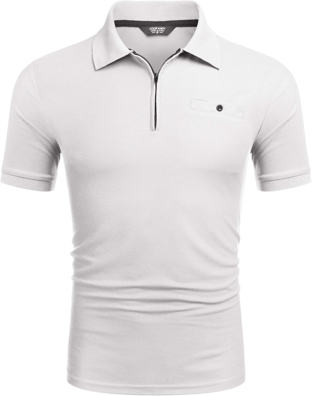 COOFANDY Men's Pique Polo Shirt 1/4 Zip Short Sleeve Mesh Golf Shirts with Pocket: Clothing
