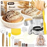 Qalvyn Sourdough Starter Kit with Basket Sourdough Starter Jar for Beginner | Sour Dough Bread Starter Kits with Glass Jar, Bread Proofing Basket, Sourdough Bread Making Tools Gifts for Bakers Women Mom