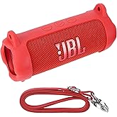 Peyyargo Silicone Cover Compatible with Flip 7 Portable Waterproof and Drop-Proof Speaker (Red)
