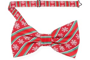 KOOELLE Christmas Bow Tie For Men - Red and Green Holiday BowTie, Christmas Snowflake BowTies