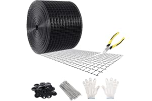 HOQQF 6in X 100ft Solar Panel Bird Guard, Critter Guard for Solar Panels, 1/2 Inch Wire Roll PVC Mesh Removable Without Damage, with 70 Fastener Clips, Gloves, Cutting Pliers