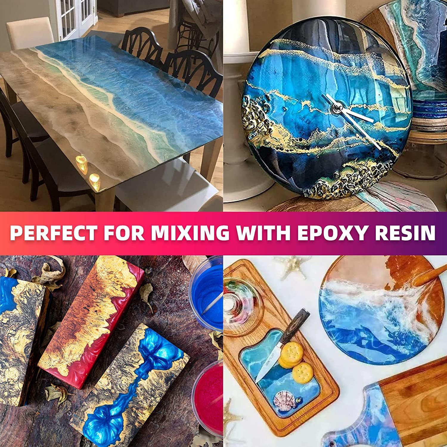 Mica Powder for Epoxy Resin - 36 Colors 180g/6.4oz Pigment Powder Set, Non-Toxic Mica Powder for Soap Making, Candle Making, Lip Gloss, Natural Pigment for Slime