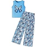 Sislerew Girls Clothes Letter Print Crop Tank Tops and Wide Leg Pants Girls Clothing Sets 2PC Summer Outfits
