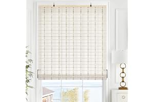 LazBlinds Cordless Bamboo Blinds, Roll Up Shades for Windows, Light Filtering Hanging Window Blinds, Bamboo Shades for Patio Indoor/Outdoor Porch, 29'' W x 48'' H, Whitewash B