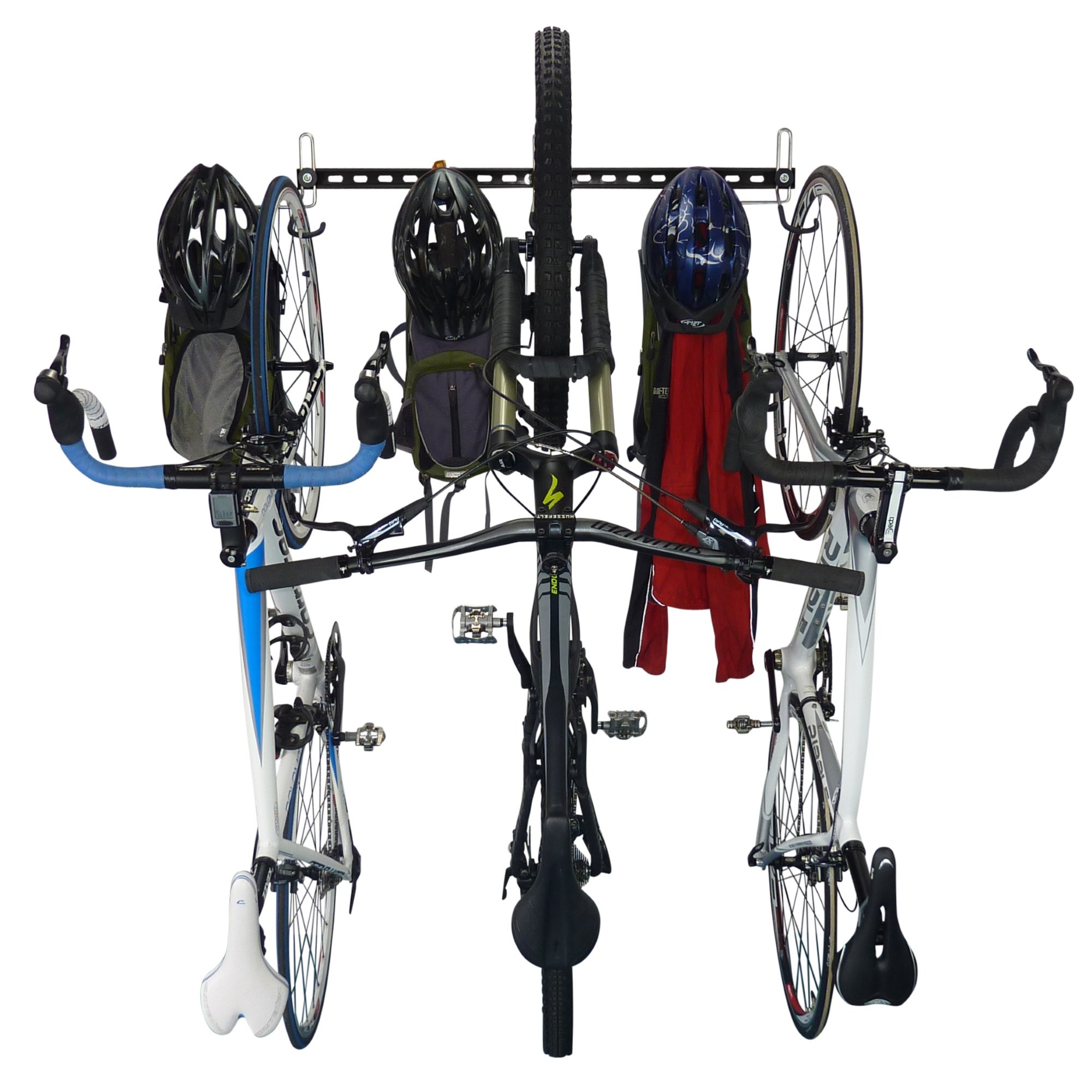 3 Bike Hook Modular System | Multi Bike Wall Hooks | 3 Bike Storage and Gear | Perfect Bike Hooks for Garage and Indoor Storage | Bike Hanging Hooks (B3) (Black)