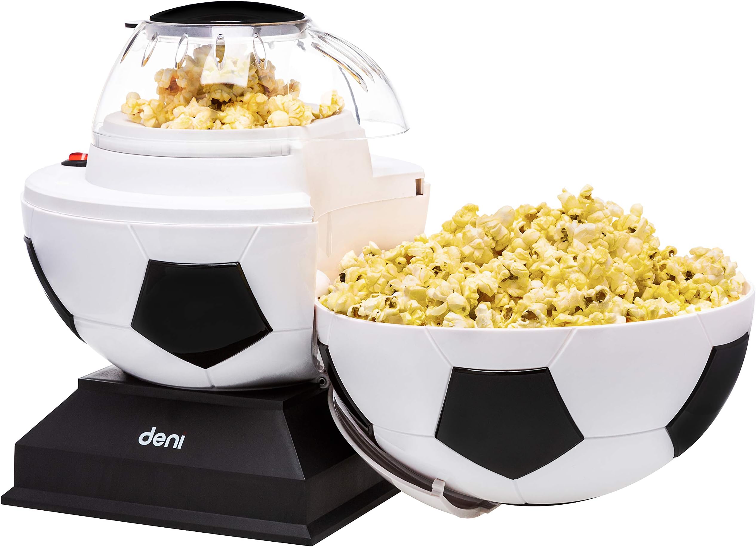 Deni Air Popper Popcorn Maker, Fast Popping Hot Air Technology, Electric Machine, Oil-Free, Family Size, 14 Cups of Popcorn, Measuring Cup and Removable Lid, Soccer Ball