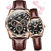 OLEVS Mens Watches Leather Chronograph Luxury Fashion Dress Analog Quartz Wrist Watch Luminous Waterproof Moon Phase Date