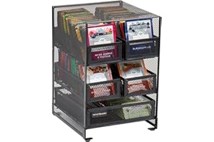 Mind Reader Tea Bag Organizer, Tea Station Organizer, Countertop Storage, Kitchen, Metal Mesh, 7" L x 6.75" W x 10" H, Black