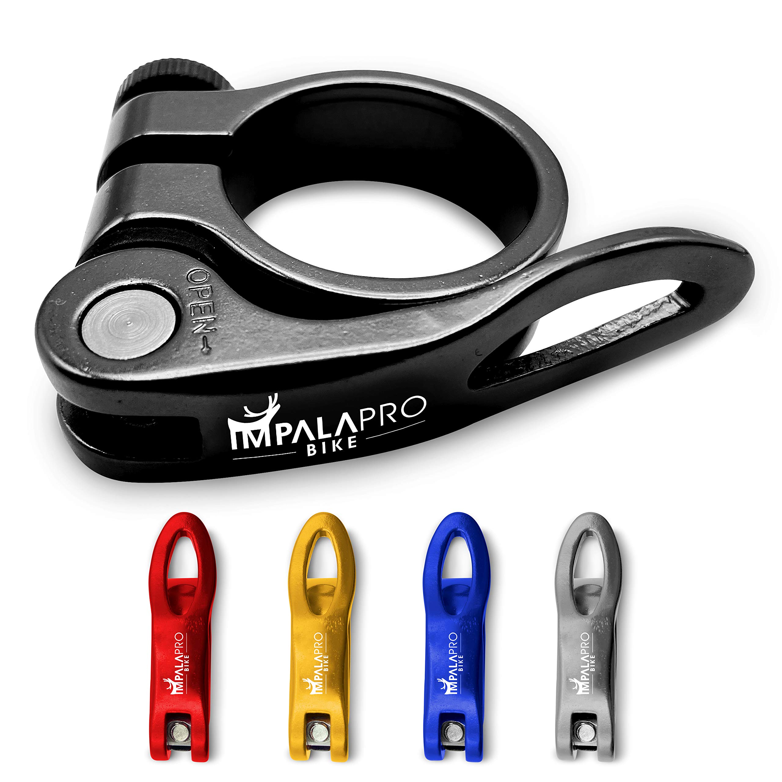 IMPALAPRO Quick Release Seatpost Clamp - Bike Seat Lock Clamp 7075CNC (Black, 31.8 mm)