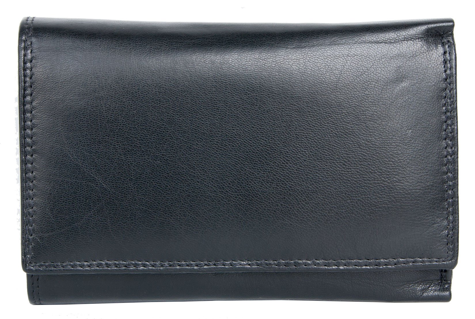 FLW-Corsi Black soft pleasant genuine leather wallet without any logos or markings