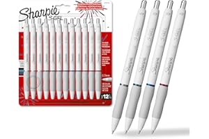 Sharpie S-Gel Pens, Fashion Barrel Gel Pens, Pearl White Body, Medium (0.7mm) Point, 12 Count, USA 250th Anniversary Edition