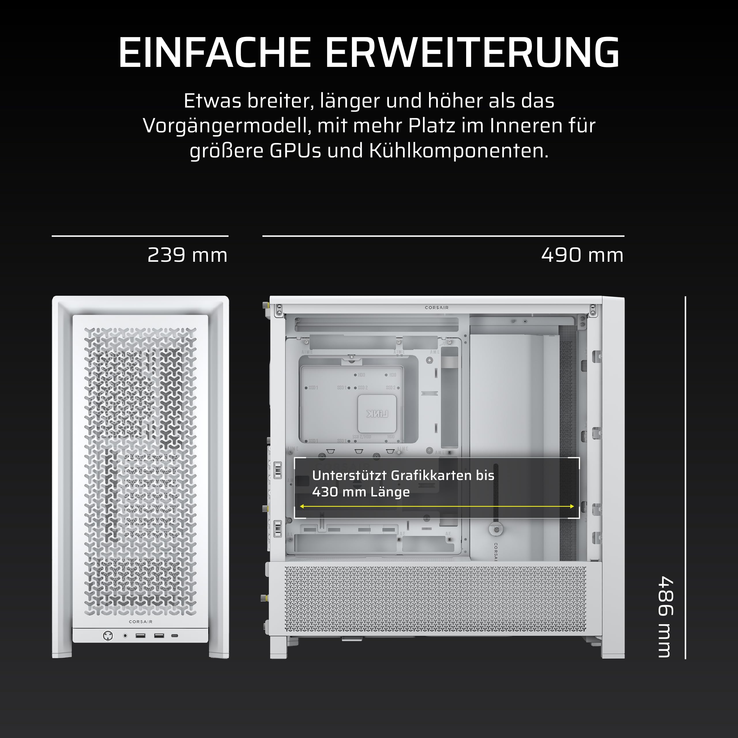 CORSAIR Frame 4000D Modulares Mid-Tower ATX PC-Gehäuse – Hoher Luftstrom, InfiniRail™ Ventilator-Montagesystem, ASUS BTF, MSI Project Zero, Gigabyte Project Stealth – Weiß 9