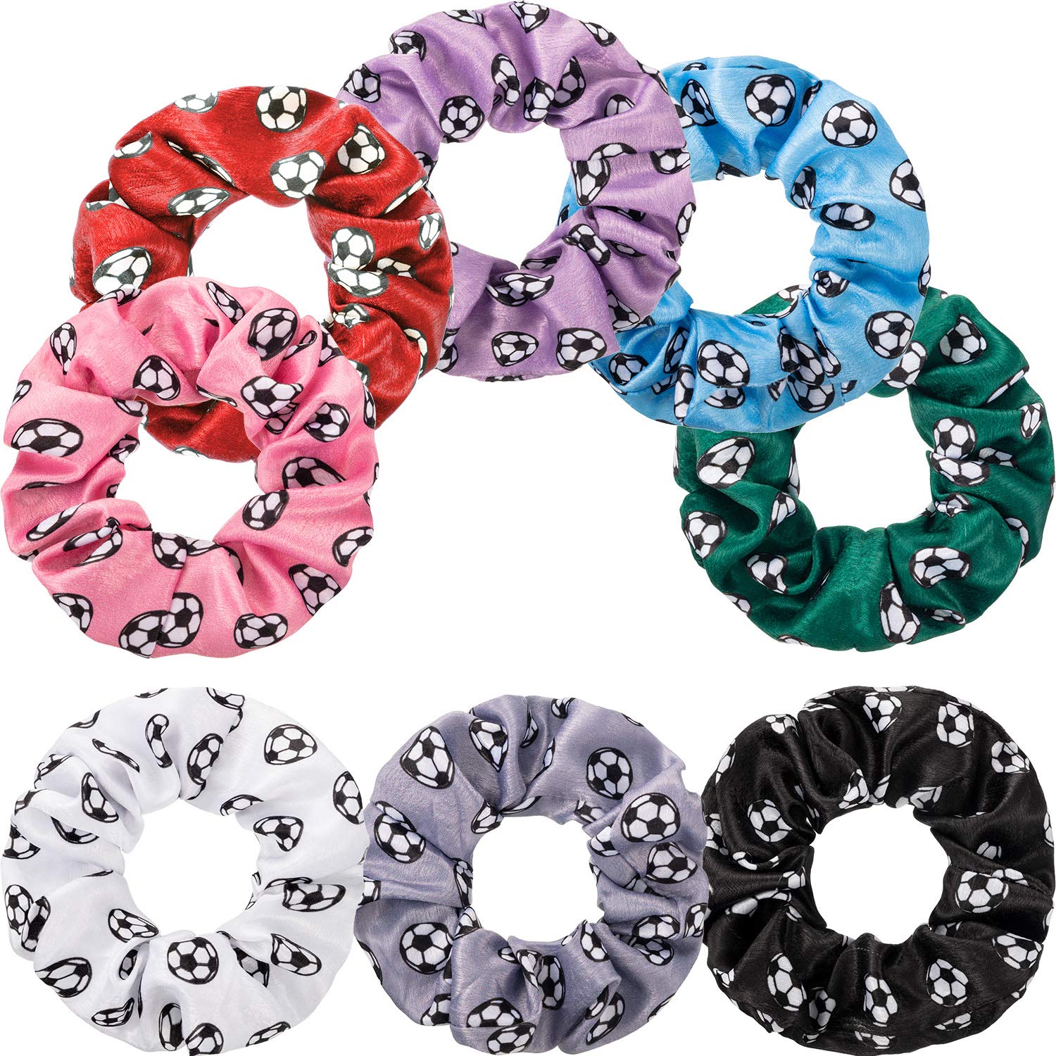 Photo 1 of Poen 8 Pieces Soccer Hair Scrunchies Football Hair Ties Elastic Bands Girl Gifts Ponytail Holders Sport Accessories for Girls Women Players Coaches Teams(Colorful)