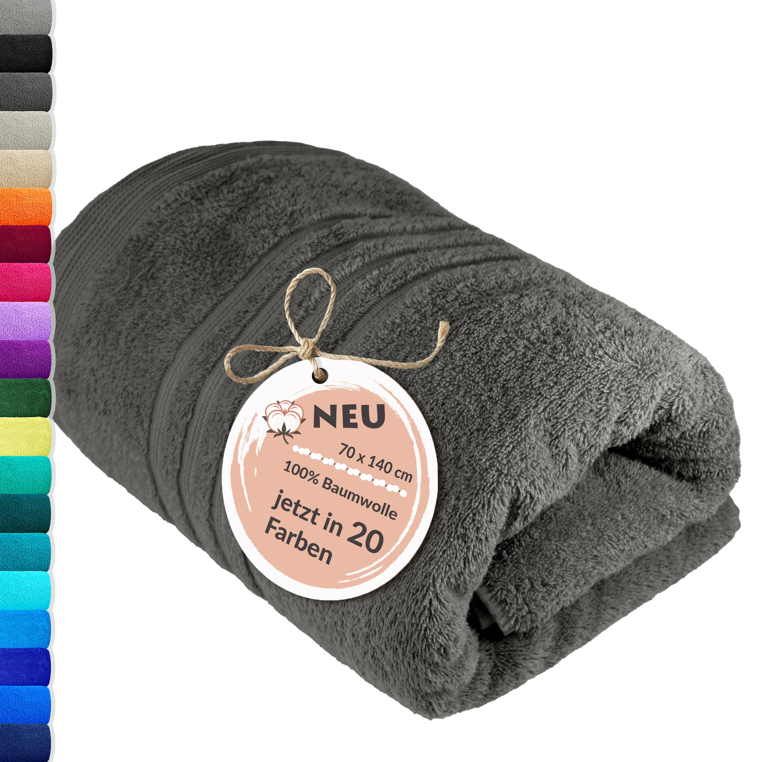 Lashuma Bath Towel 100% Cotton Charcoal Grey 70 x 140 cm