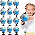 Meooeck 12 Pcs World Globe with Stand 4.6 Inch Geographic World Globe Bulk for Kids Students Learning Educational Classroom Desk Table Decoration, Blue