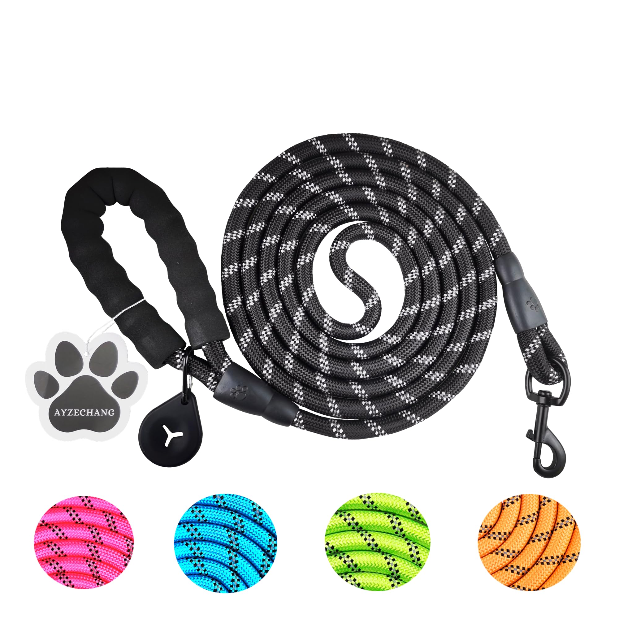 Sturdy Dog Leash, 3M/2M, Suitable for Medium and Large Dogs, With Comfortable Handles and More Obvious Reflective Lines (Black, 2m)